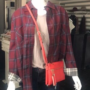 Coral  Crossbody Bag with Gold Detail